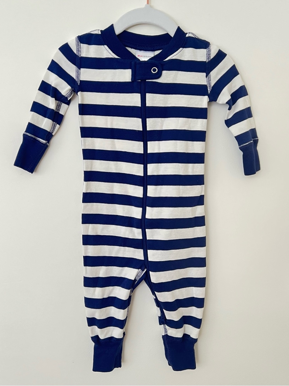 Hanna Andersson Navy & White Striped Zip-Front Pajamas